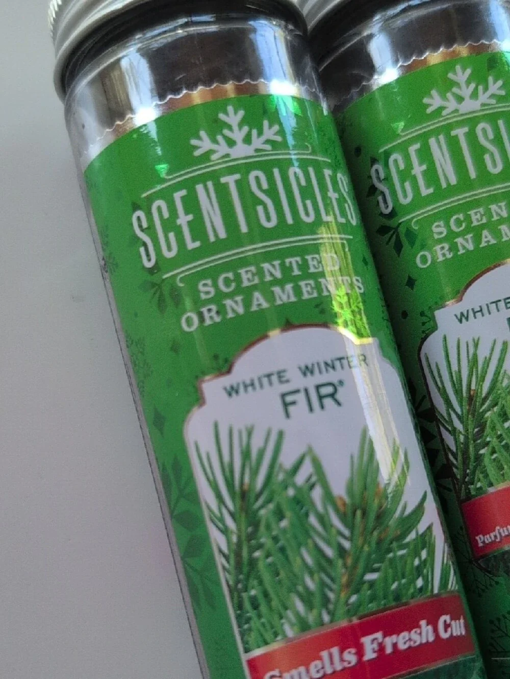 White Winter Fir Scented Ornaments - Green, set Of 3, New!